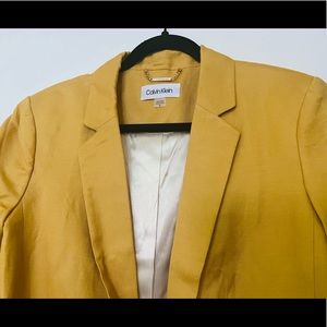 Calvin Klein Roll Tab Mustard yellow linen jacket
